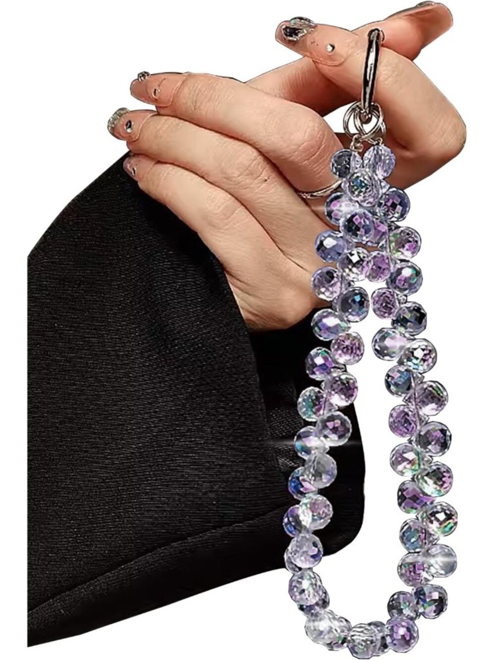 Beaded Phone Wrist Strap, Purple